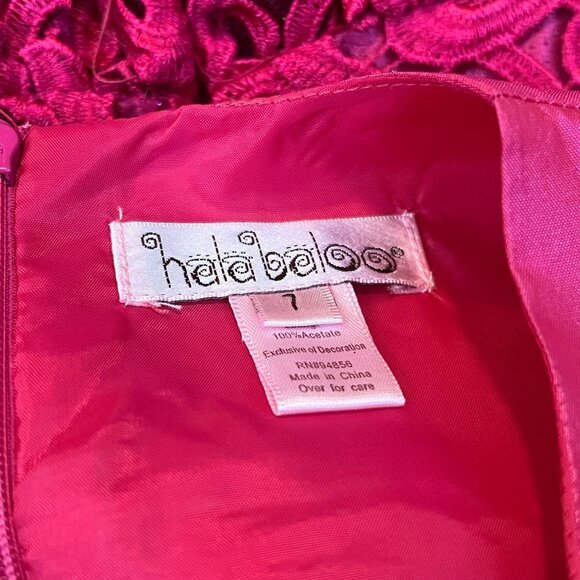 Halabaloo Red Laser Cut Lace Dress Girls 7 Satin Lace Short Sleeves Puff Skirt - Picture 7 of 9